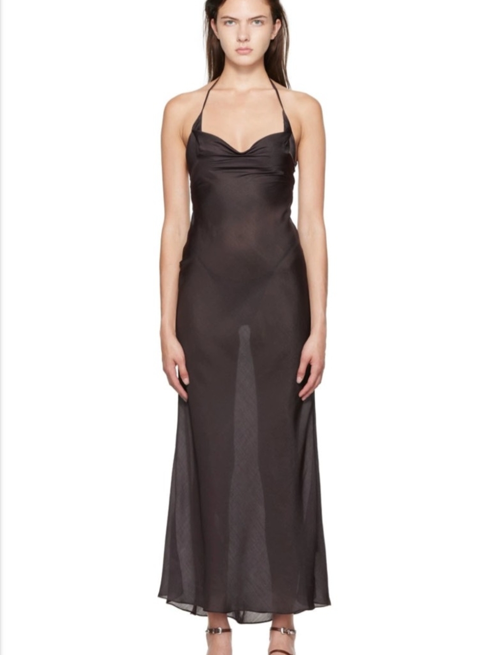 Danielle Guizio SSENSE Exclusive Brown Maxi Dress Sheer